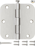 18 Pack Nickel Door Hinges Brushed Nickel 3 1/2 Interior Door Hinges Satin Nickel 3.5 Inch with 5/8” Radius Corners 3 ½"x 3 ½" Silver Hardware Controls JIW