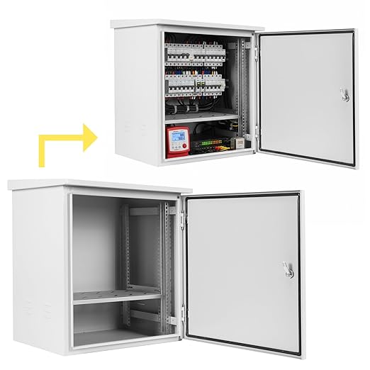 Electrical Junction Box Metal Enclosure Cold-Rolled Steel Plate Network Enclosure Exterior Box Wall/Pole Mounted for Electrical Services and Battery Accessories