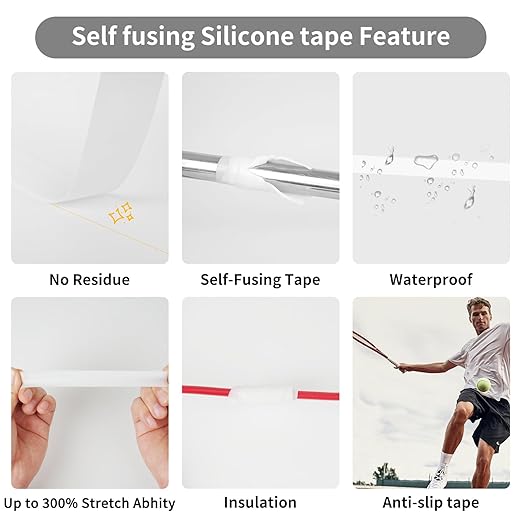 Self Fusing Silicone Tape Waterproof, Rescue Tape, 1" x 36 Feet White, Self Amalgamating Tape, Silicone Rubber for Sealing Pipes, Hose Repair, Outdoor Coax and Electrical Cables