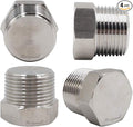 npt 3/4 stainless steel Male Thread hex Head water Pipe Plug, adapt to cap brass socket fitting manifold nut (Pack of 4)