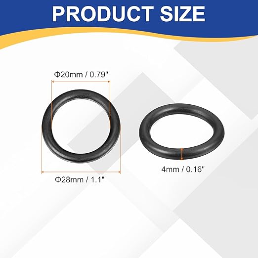 HARFINGTON 20pcs Nitrile Rubber O-Rings 28mm OD 20mm ID 4mm Width Metric Buna-N NBR Sealing Gasket Plumbing Sealing Repair O Rings for Car Auto Vehicle Repair Faucet Air Gas