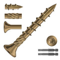 #8 x 1-1/4" Deck Screws (1990Pcs) 10lb. Carbon Steel, Yellow, Flat Head, Rust Resistant epoxy Coated, with T25 Star Bit