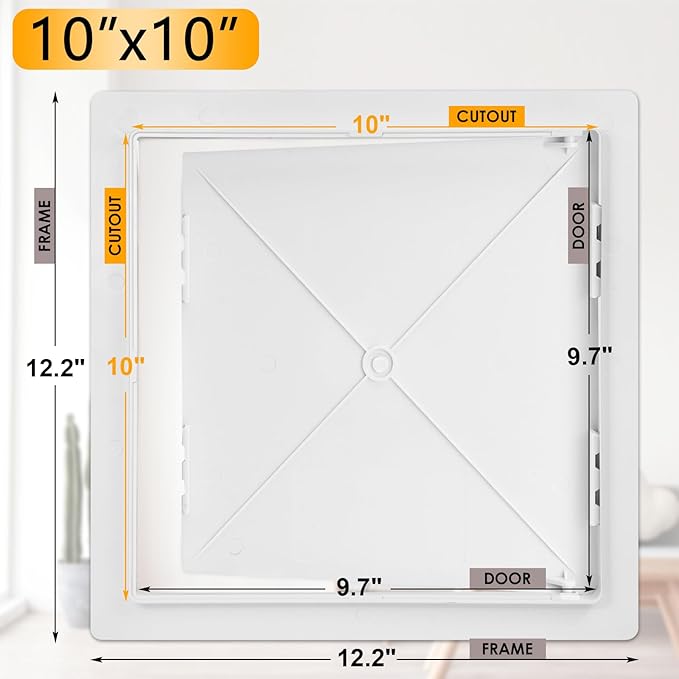 Suteck Plumbing Access Panel for Drywall Ceiling 10 x 10 Inch Reinforced Plastic Wall Access Doors Removable Hinged White