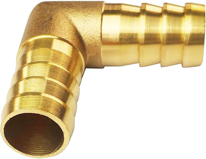 2PCs 5/8" Brass Hose Barb Fitting 90 Degree Elbow Barbed Splicer Mender Union Fitting with 4PCs Hose Clamp for Oil Water Air