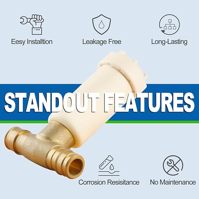 Resin Water Hammer Arrestor, 1/2 Inch Pex-A Expansion Tee Hammer Arrestor For Potable Water Plumbing Application, F1960 Tee Connection