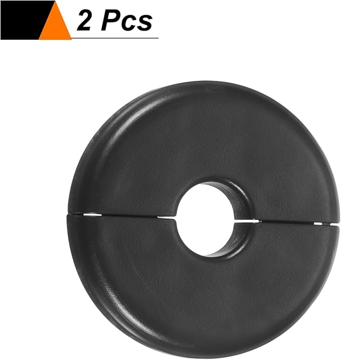 HARFINGTON 2pcs Wall Split Flange 11mm/0.4" Self-Adhesive Plumbing Cover Plates ABS Plastic Round Escutcheon Plate Buckle Design for Water Pipe Bathroom Kitchen Decoration, Black