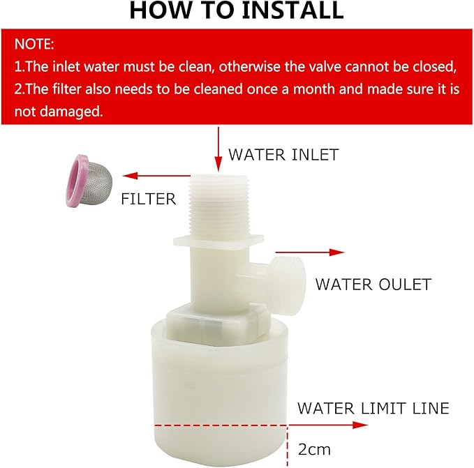 Water Float Valve, Water Level Control Water Tank Traditional Float Valve Upgrade 2 PCS(3/4", up inlet)