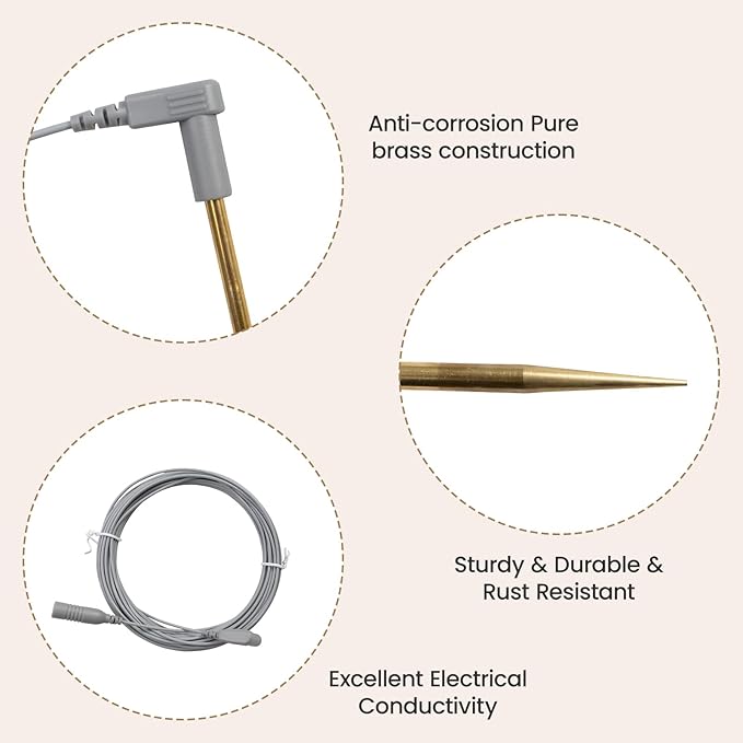 Grounding Rod with 40ft Wire, Connects Your Body to the Earth, Great to Use with Earthing Sheet, Grounding Mat, Pillowcase, Pad