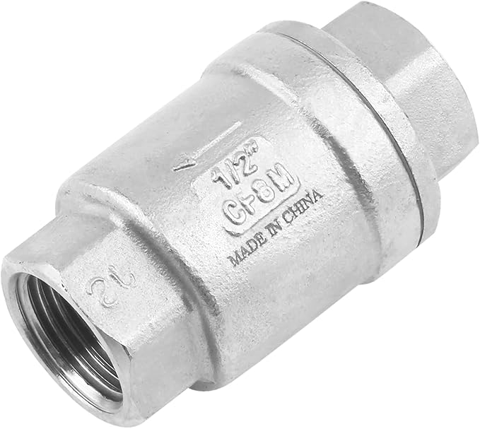 1/2 Inch Vertical Check Valve SUS304 Spring Loaded Check Valve in-line Low Cracking Pressure CF8M WOG 1000