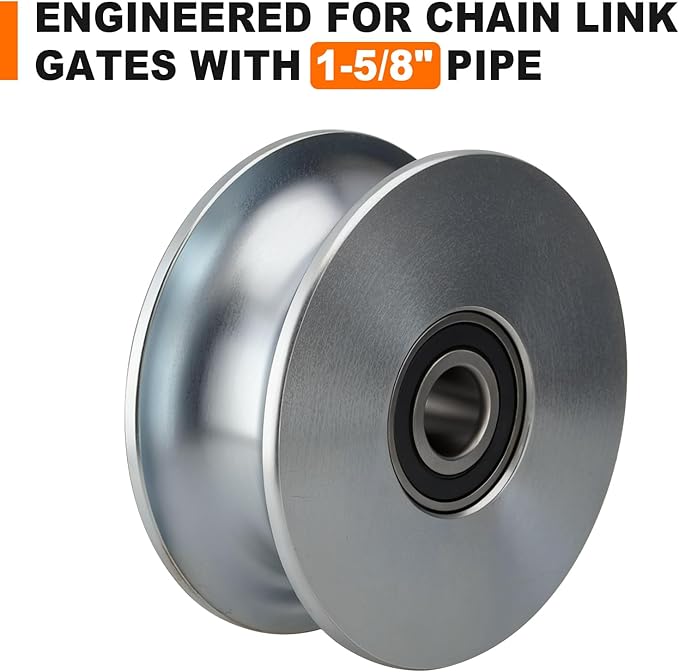 SPARKWHIZ 5 inch Sliding Gate Rollers Fits 1-5/8" Pipe, Gate Hardware Kits Chain Link Fence Parts