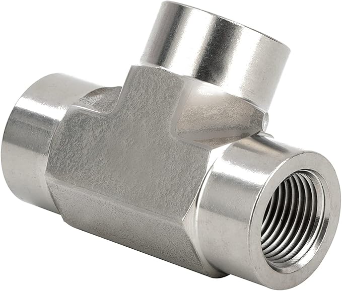 Metalwork 304 Stainless Steel Pipe Fitting Forged Tee 1/4" NPT Female 2 Pcs