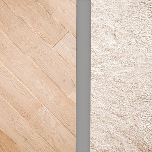 8Ft Floor Transition Strip, 3in Wide Self Adhesive Vinyl Threshold Strip for Joining Floor Gaps Wood Grain Design Tap(Gray)