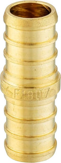 (Pack of 30) EFIELD Pex 3/8" x 3/8" Straight Coupling Brass Crimp Fittings, ASTM F1807,(PEX1807520-30PCS)