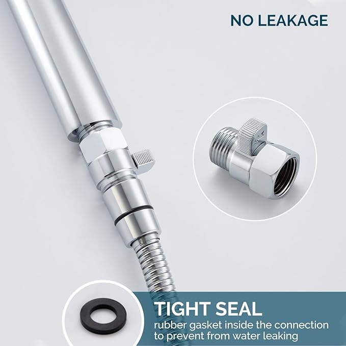 Shower Head Shut Off Valve, Angle Simple Brass Water Flow Control Valve, Water Volume Restrictor Pressure Reducer for Handheld Shower Bidet Sprayer, Chrome