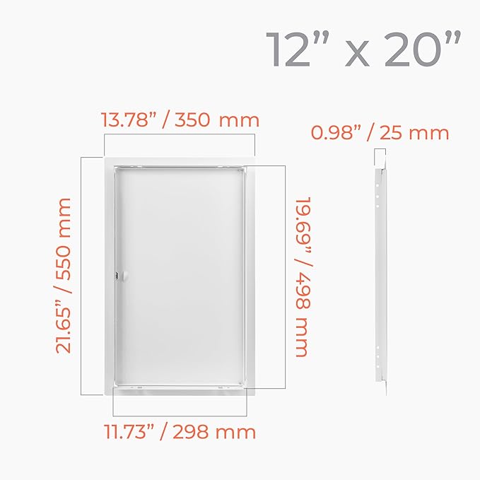 12 x 20 Inch White Rectangular Metal Plumbing Access Panel - Indoor Wall Access Door for HVAC, Wall, Ceiling, and Drywall with Panel - Opening Box Door Cover - Easy to Install