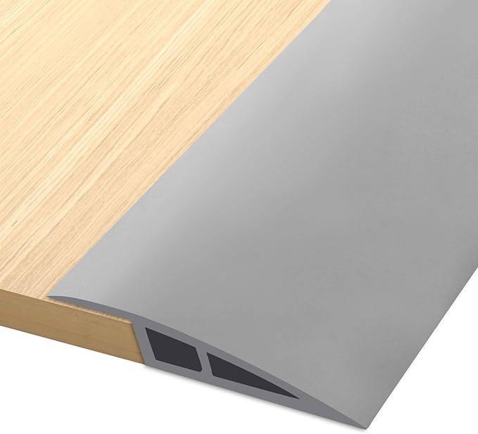 Vinyl Door Threshold Flooring Transition Strip Self Adhesive Carpet Edging Strip for Laminate Doorway Edge Threshold from 1/5" to 2/5" (Gray, 10 Ft)