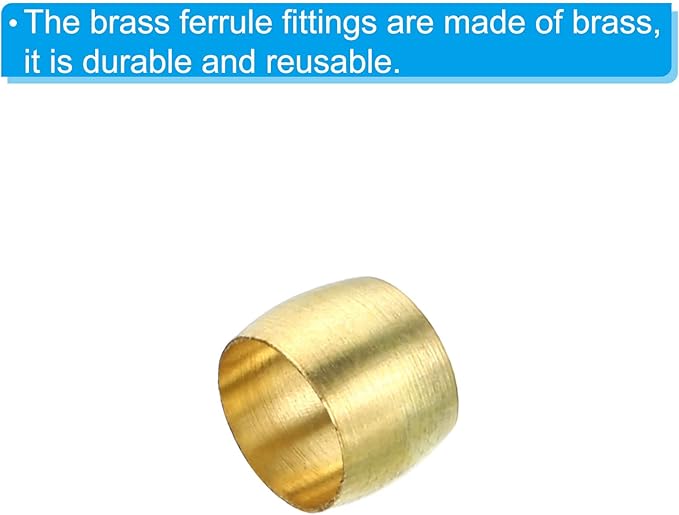 PATIKIL 6mm Tube OD Brass Compression Sleeves Ferrules, 50 Pack Brass Ferrule Fitting Brass Compression Fitting Assortment Kit for Air Water Gas Pipe