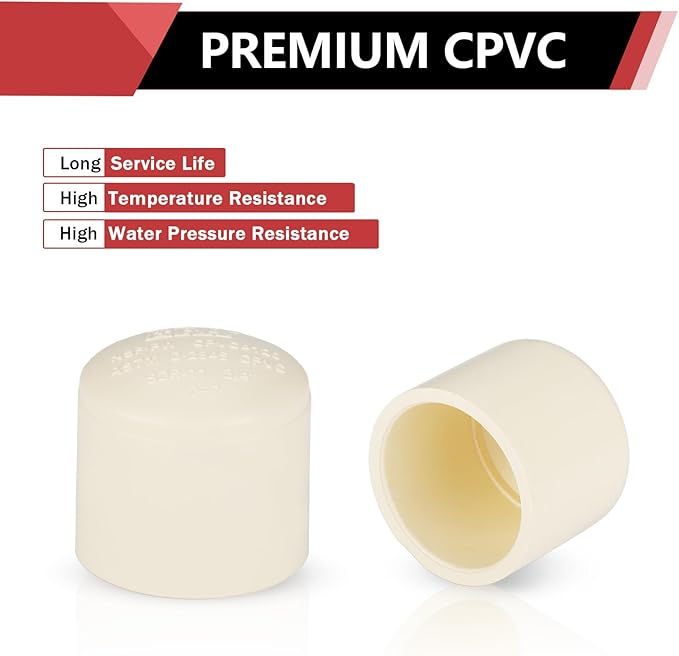 (50 Pack) EFIELD 3/4-inch CPVC Pipe Fittings, End Cap (Socket),(CPVC041-20-50PCS)