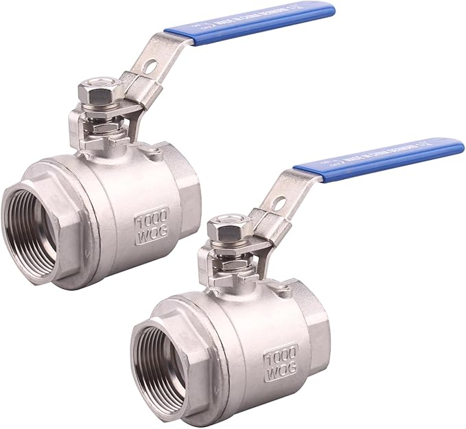 DERNORD 2 Pack Stainless Steel 304 Ball Valve, Full Port Heavy Duty for WOG with Locking Device (1-1/4" NPT)