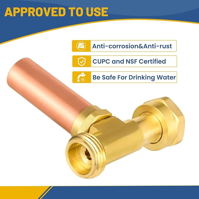 Water Hammer Arrestor,3/4 Inch Swivel FHT x 3/4 Inch MHT Copper Water Arrestor for Washing Machine Connection(20PACK, Straight Copper Arrestor)
