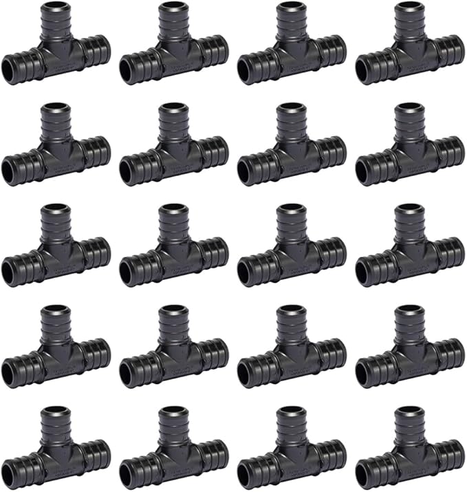 (Pack of 20) Topaipe 1/2 x 1/2 x 1/2 Inch PEX Poly Crimp Equal Tee, PPSU Fitting for PEX Tubing, PERT, ASTM F2159