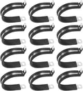 12-Pack Cable Clamps, 1-5/8 Inch/ 42 mm 304 Stainless Steel Rubber Cushioned Insulated Cable Clamp R Shape Metal Holder for Tube/Wire/Pipe/Loop Installation