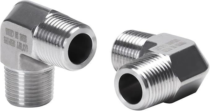 90 Degree Street Elbow - 1/2" NPT Male to 1/2" NPT Male Stainless Steel 304 Heavy Duty Forged Barstock Street Elbow Adapter Pipe Fitting (pack of 2)