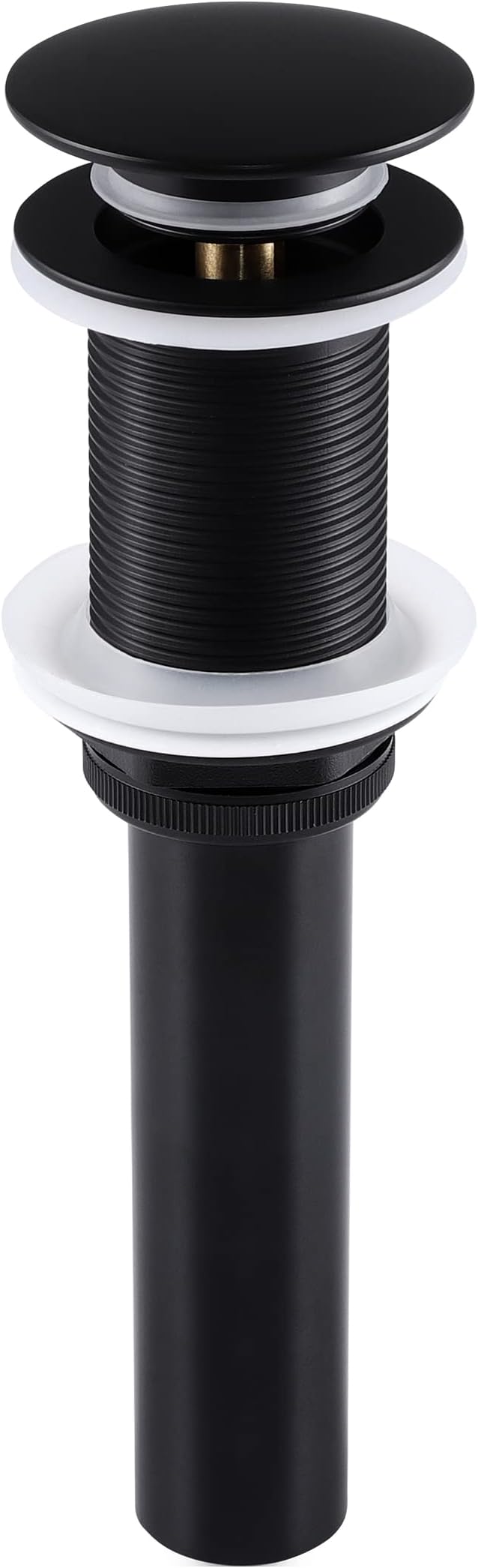 KES Bathroom Sink Drain Pop Up Drain Without Overflow, Vessel Sink Stopper Matte Black, All Metal Rustproof Brass and 304 Stainless Steel, S2008S62D-BK