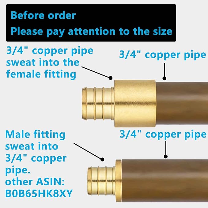 (10 Pack) Lidertik Copper to Pex Fittings 3/4 inch, 3/4" Pex F1807 x 3/4" Female Sweat Adapter Brass