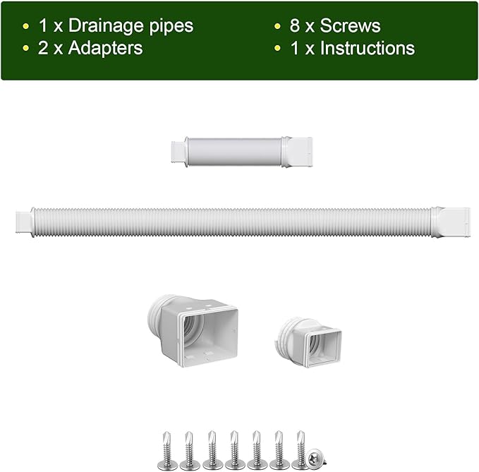 Rain Gutter Downspout Extensions, Downspout Extender for Rainwater Drainage Flexible, Down Spout Drain Extension Pipe and Extendable from 21 to 66 Inches (White)