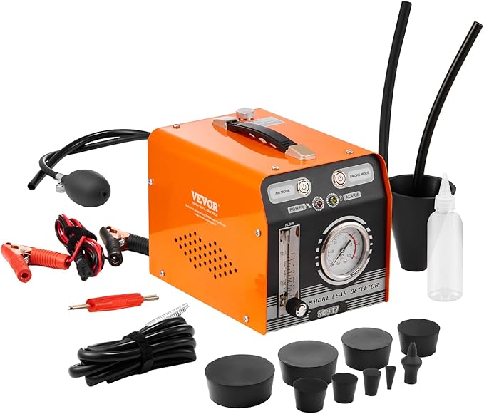 VEVOR Automotive Smoke Machine Leak Detector, EVAP Smoke Machine Leak Tester with Built-in Air Pump, Pressure Gauge & Flow Meter, Dual-Mode Diagnostic Leak Detector for Vacuum, Fuel, Pipeline Testing