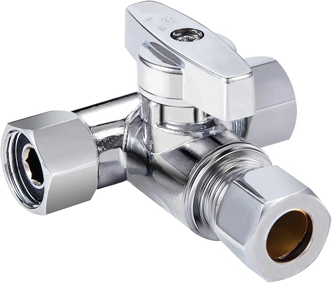 1pc Metal Brass Tube Fitting,Add-A-Tee 3-Way Compression Fitting 3/8-3/8-3/8 Tee Stop Valve 1Pack