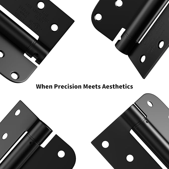goldenwarm 4pack Black Door Hinges 4 Inch Self Closing Spring Door Hinge with Square & 5/8" Radius Corners - Adjustable Door Closing, Residential & Heavy-Duty Door Hardware