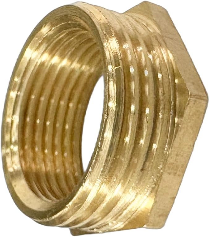 1" NPT Male x 3/4" NPT Female Brass Reducer Hex Bushing Threaded Pipe Fitting Reducing Adapter Pack of 2