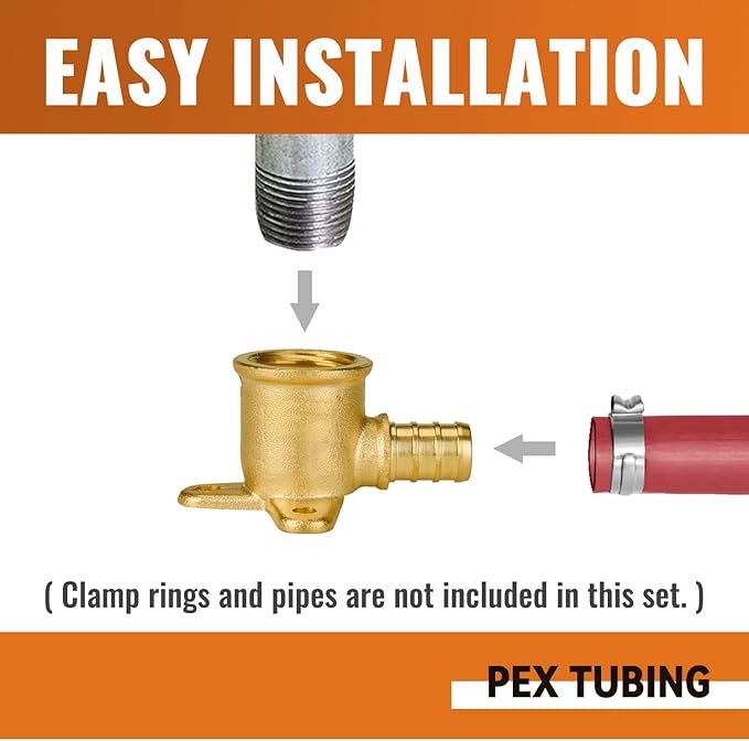 SUNGATOR 6-Pack 1/2" Pex Drop Ear Elbow, No Lead Brass, Pex Fittings 1/2 inch, NSF, UPC Certified