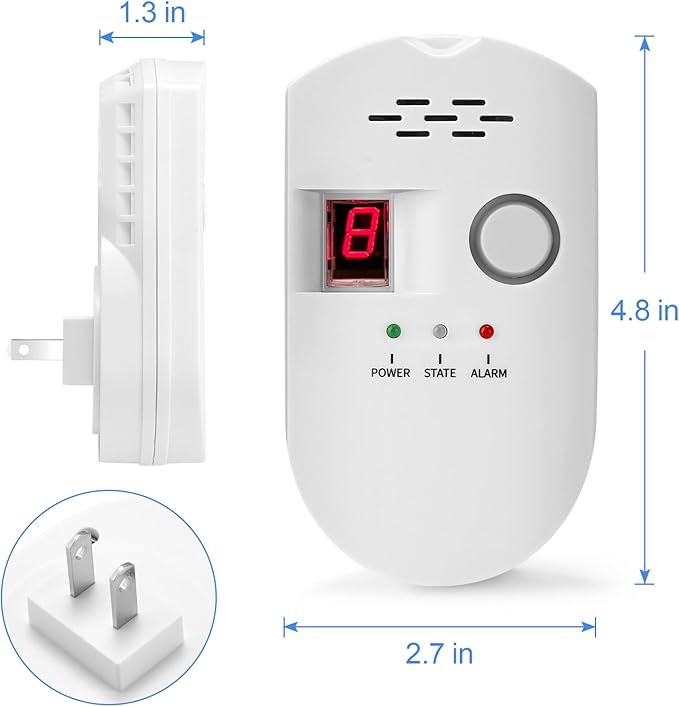 Natural Gas Detector, Plug-in Propane Gas Detector for Home & RV, Gas Leak Detector for LNG, LPG, Methane