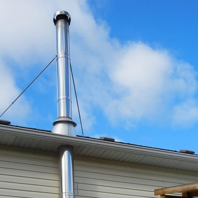 6" Extended Chimney Stove Pipe Roof Bracket Support, Stainless Steel Chimney Pipe Roof Support for Stove Pipe, Adjustable Chimney Pipe Bracing, Stability Against Wind & Snow