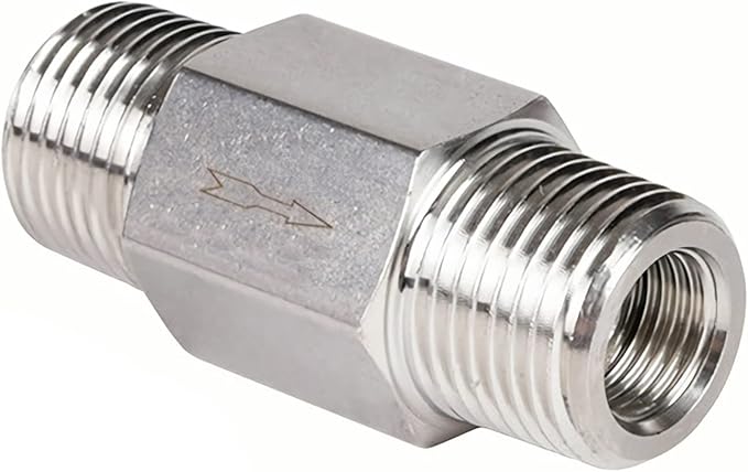 1/4 Inch NPT Male to Male Thread 304 Stainless Steel Check Valve One Way Non-Return Valve for Water Oil Gas Check Valve 1PCS