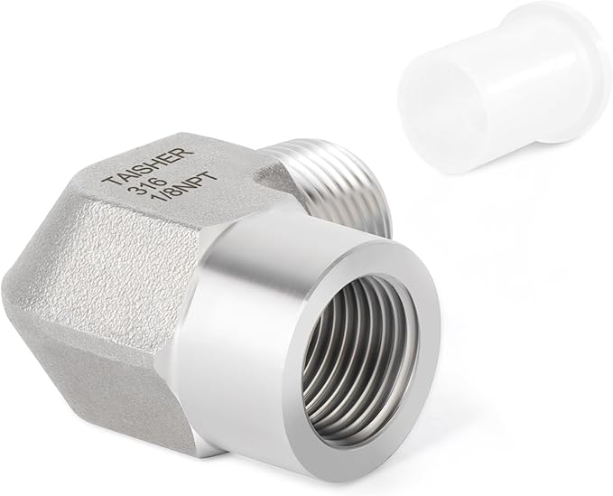 TAISHER 2PCS 316L Stainless Steel 90 Degree Barstock Street Elbow, 1/8" NPT Male to 1/8" NPT Female 316L Stainless Pipe Fitting