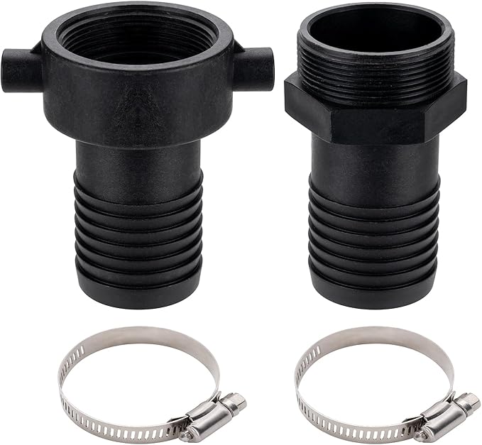 EASTRANS Poly Pin Lug Hose Fitting Set, 2" Polypropylene Hose Shank Coupling Set with 2 Clamps