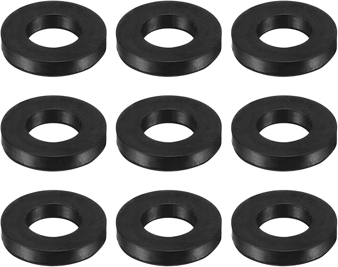 uxcell 12 Pcs Solid Nitrile Rubber Flat Washer DN20 1-11/32" OD x 3/4" ID x 1/4" Thickness Large Washers O Ring Sealing Gaskets, Industrial Flat Rubber Spacer, Black