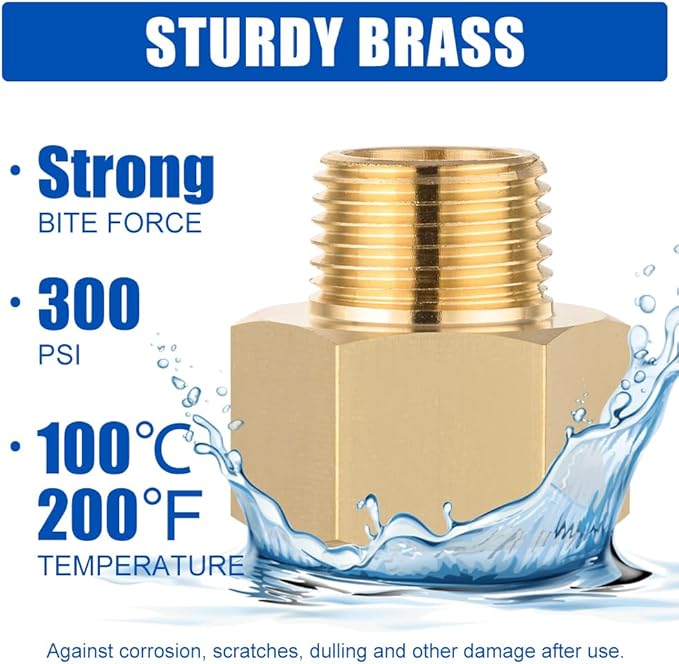 (Pack of 10) EFIELD Brass Fittings, 3/8" Male Pipe x 1/2" Female NPT Threaded Pipe Reducer Adapter Fittings,(NPT039)