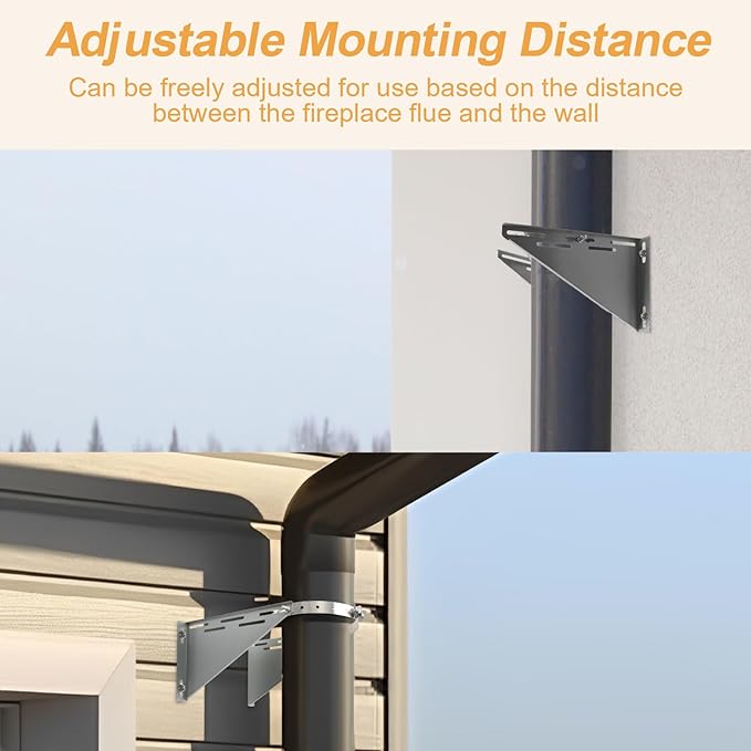 Adjustable 8" Chimney Pipe Wall Support Bracket, Fireplace Pipe Wall Bracket for 6" (8" O.D.) Double Wall Chimney Pipe