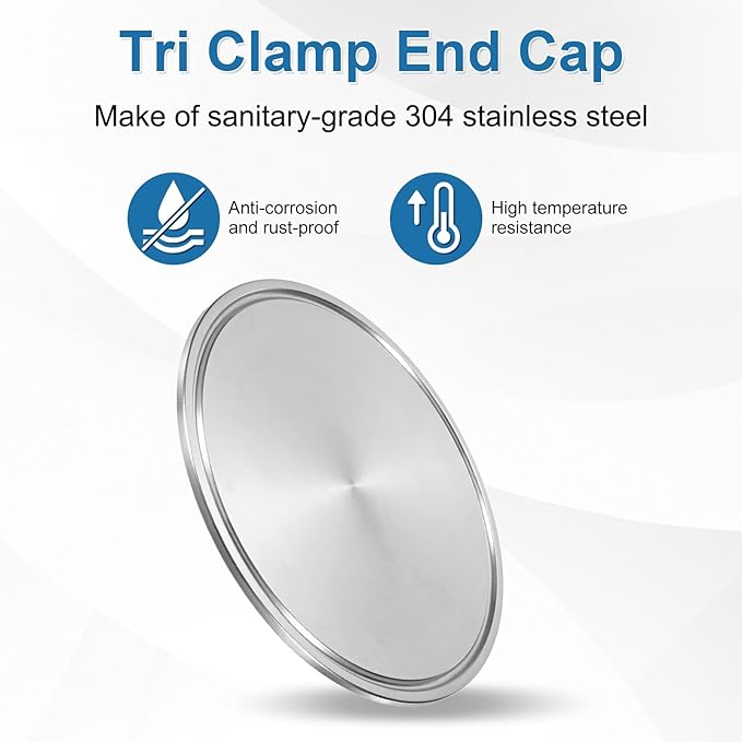 uxcell Stainless Steel Sanitary Fitting Clamp End Cap 4-1/2" (119mm) Solid Tube End Cap with Silicone Gasket for Food Beverage Cosmetics Factory Pipes