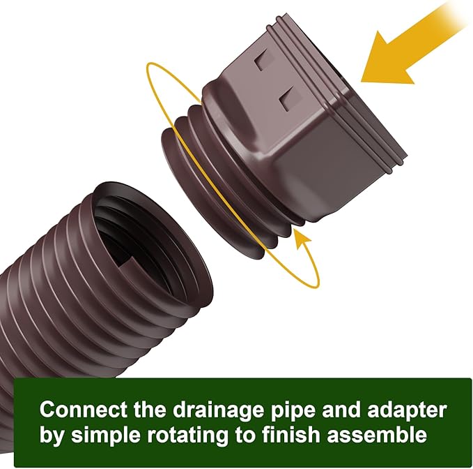 Rain Gutter Downspout Extensions, Downspout Extender for Rainwater Drainage Flexible, Down Spout Drain Extension Pipe and Extendable from 21 to 66 Inches (4 Pack, Brown)