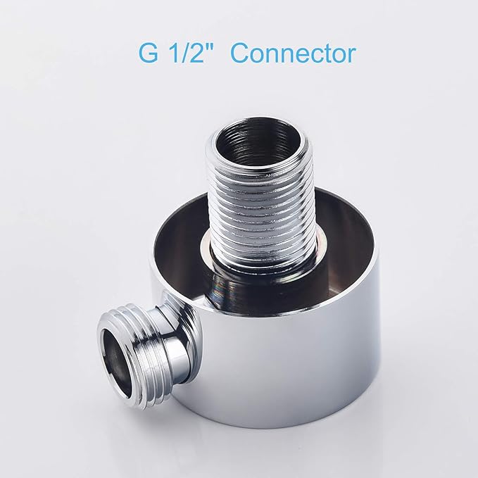 Chrome Wall Supply Elbow, Brass Round Wall Mount Shower Hose Connector 1/2″ Drop Ell Union Water Outlet for Handheld Hand Shower