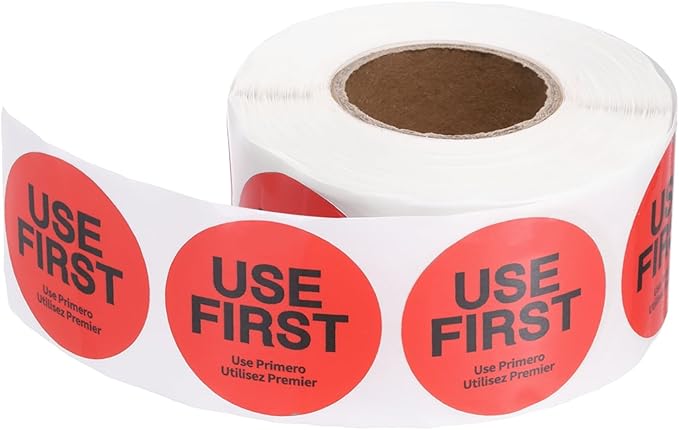PATIKIL 500 Pcs USE First Stickers, 2 inch Round Use First Stickers Food Service Circle Inventory Control Adhesive Labels for Food Service Kitchen Restaurants Retail Storage Date, Red