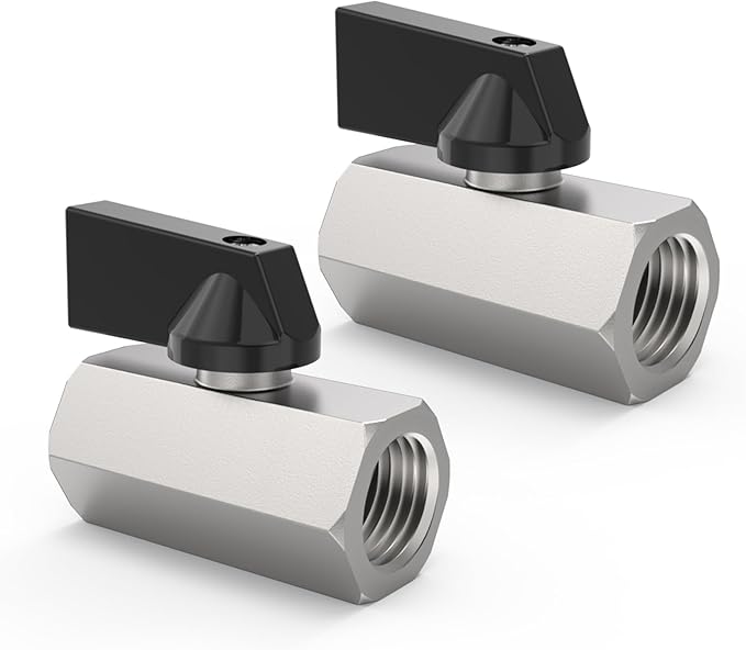 ChillWaves Brass Mini Ball Valve, Shut Off Switch Ball Valve 1/2" NPT Female x 1/2" NPT Female Thread Pipe Fitting(2-PACK)