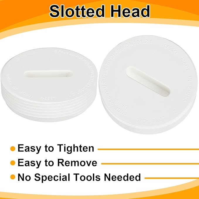 2 Pcs 4 Inch PVC DWV Pipe Fitting Flush Cleanout Plug Compatible with P110 Series NPT Male Threaded Connector PVC Plumbing Adapter for Plumbing Water Line Drainage Piping Waste Vent System