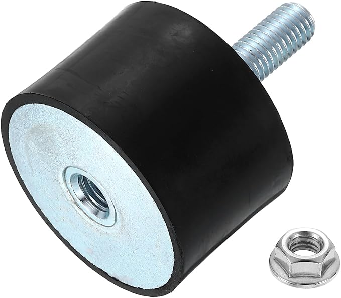 uxcell M12 Rubber Mounts, 1Pcs 60x40mm(DxH) Rubber Cylindrical Anti Vibration Isolator Shock Absorber with Lock Nut for Car Bobbin Generator Air Compressors